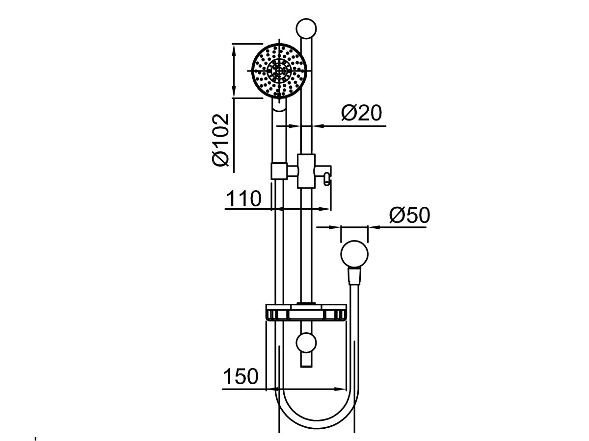 Posh Solus MK2 1 Function All Brass Rail Shower Kit Chrome (3 Star ...