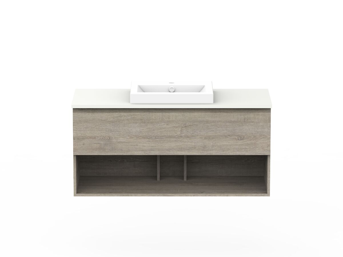 Posh Domaine Shelf All Drawer Wall Hung Vanity Unit