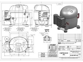 Technical Drawing - Tecumseh Compressor 3/8hp R134 LBP AE2413Y-FZ1A