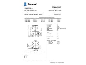 Technical Specifications - Tecumseh Compressor 1.75hp R404 MHBP TFH4522Z-V