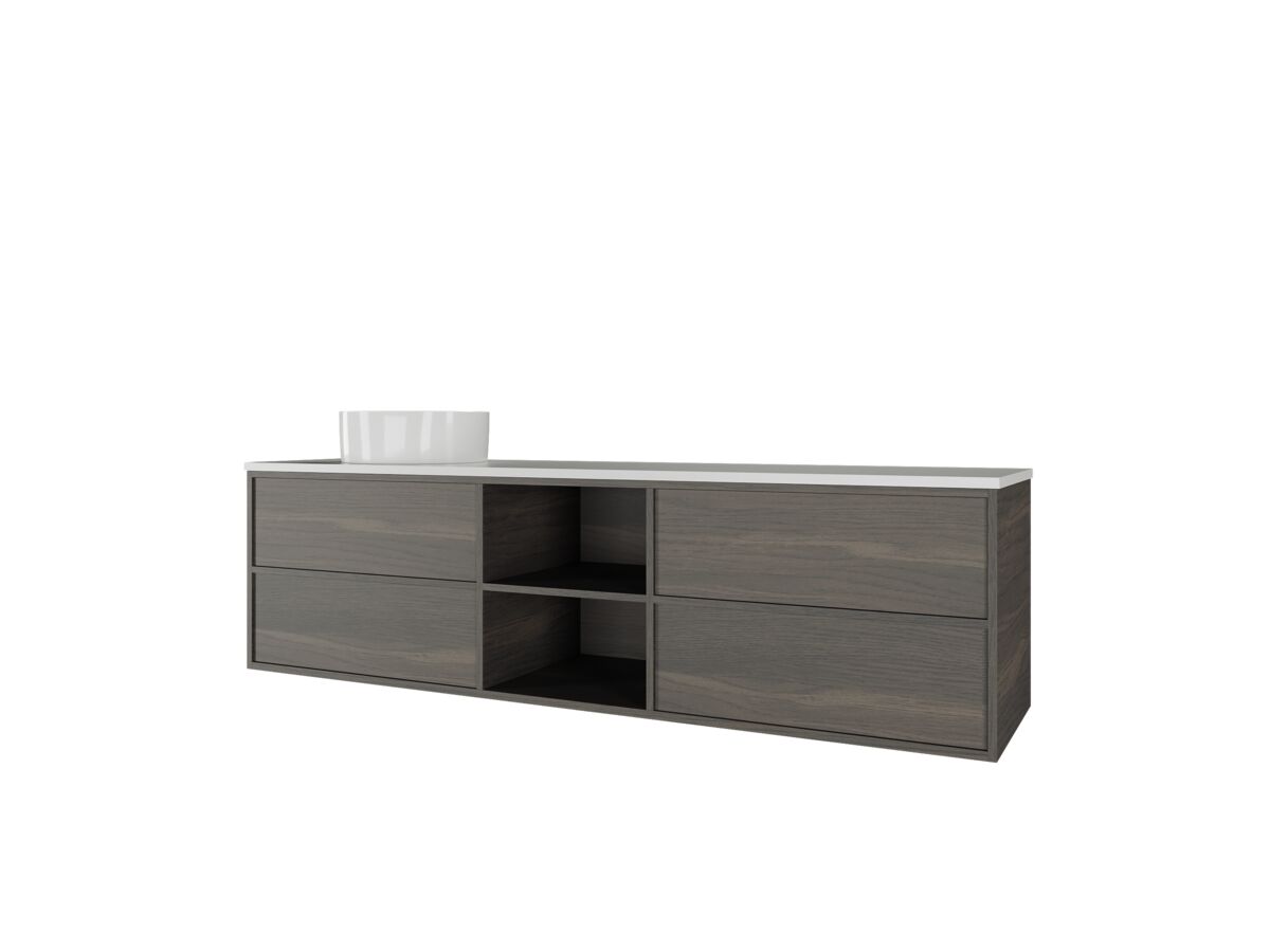 Kado Aspect 1800mm Wall Hung Vanity Unit with Shelf Single Bowl Thin Caesarstone Top