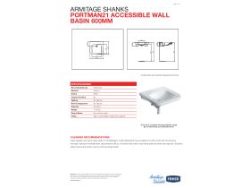 Technical Guide - Portman 21 Accessible Wash Basin with Fixing Bolts 600mm No Tapholes White