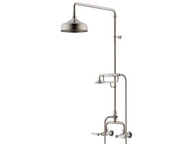 Milli Monument Edit Exposed Twin Telephone Shower Set Lever Porcelain Handles Brushed Nickel (3 Star)