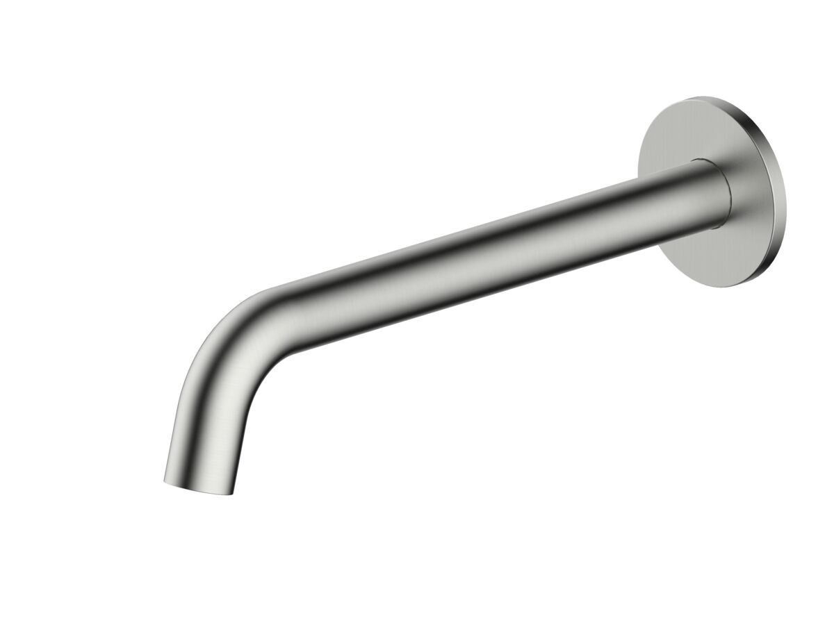 Mizu Drift Wall Basin/Bath Outlet Curve Spout 250 Brushed Nickel (6 Star)