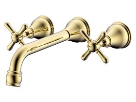 Milli Voir Wall Bath Set Cross Handle 220mm Brass Gold