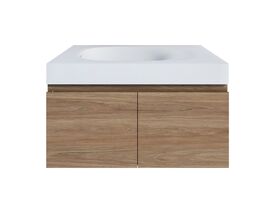 Kado Lussi 700mm Wall Hung Vanity Unit with Two Soft Close Doors Timber Finish