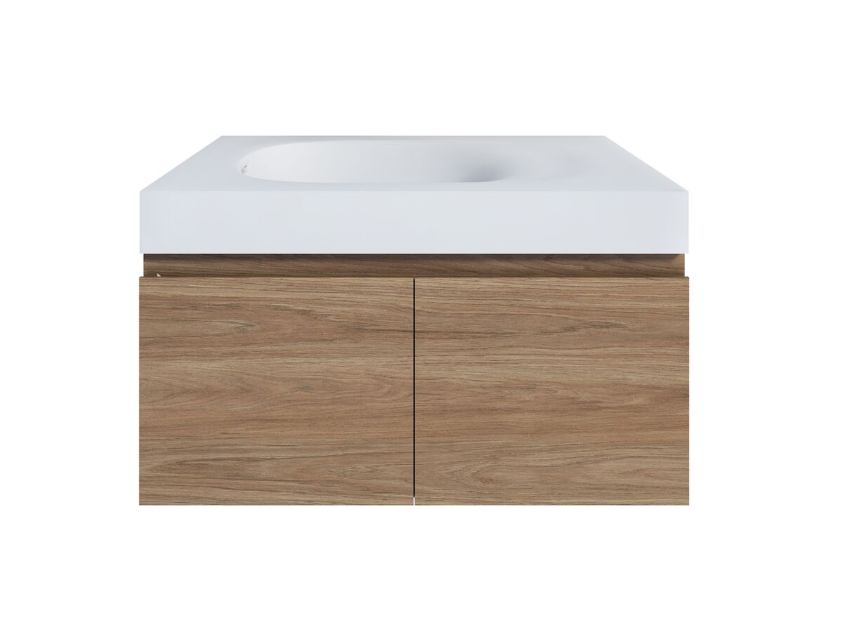 Kado Lussi 700mm Wall Hung Vanity Unit with Two Soft Close Doors Timber