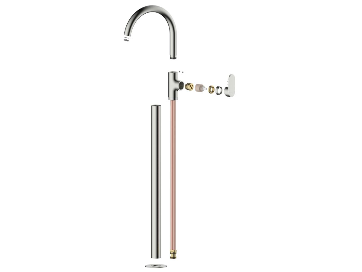 Hero - Mizu Soothe MK2 Floor Mount Bath Mixer & Outlet Trimset Brushed Nickel