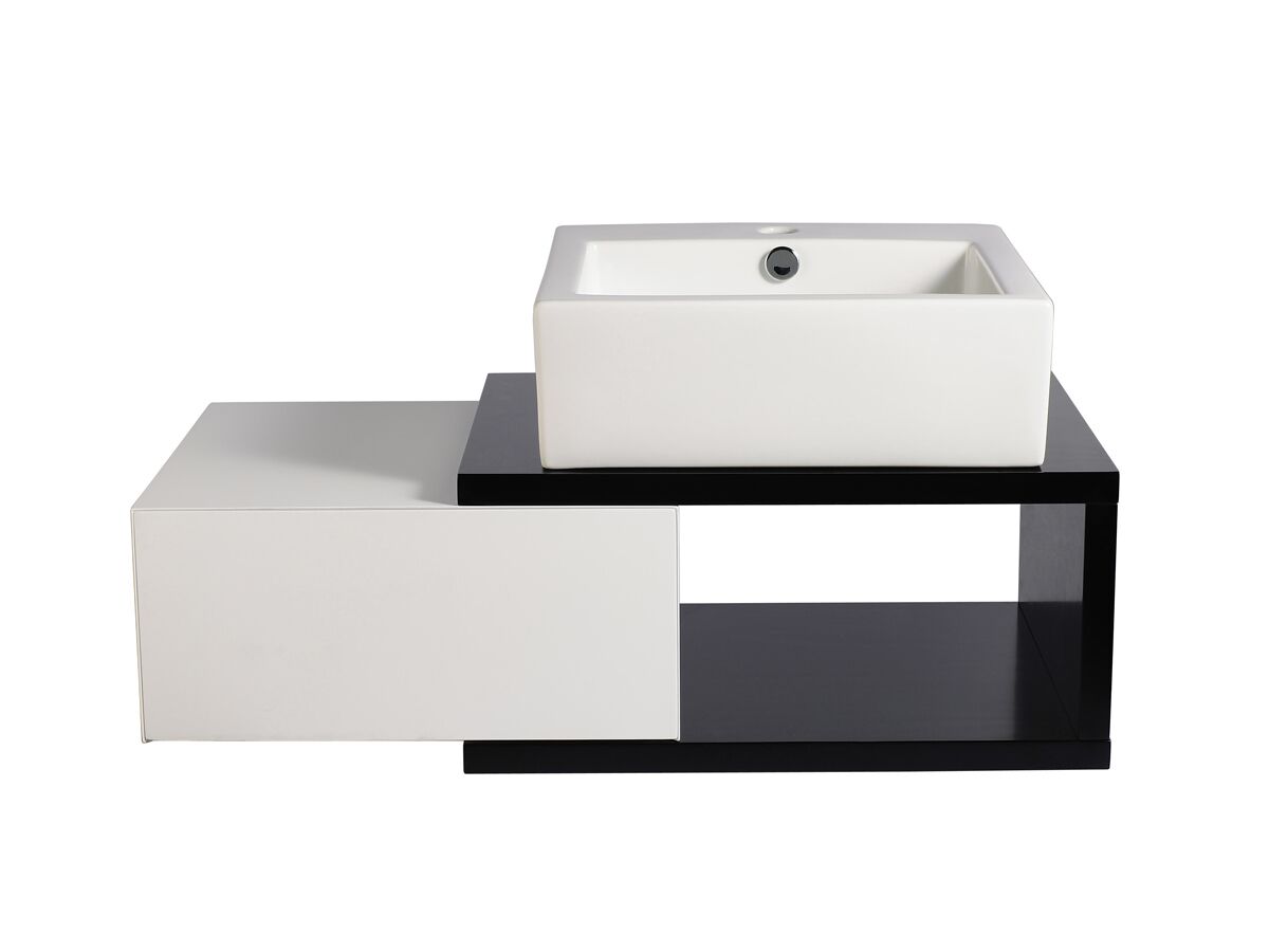 Mizu Bloc Wall Hung Vanity Unit No Basin 900mm Black/ White