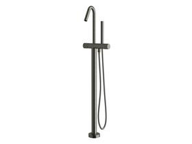 Milli Pure Floor Mounted Bath Mixer Tap with Handshower and Diamond Textured Handle Trimset PVD Brushed Gunmetal (3 Star)