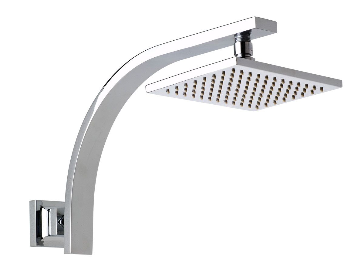 Luka Rectangular Wall Mounted Shower Head and Arm Chrome (3 Star)