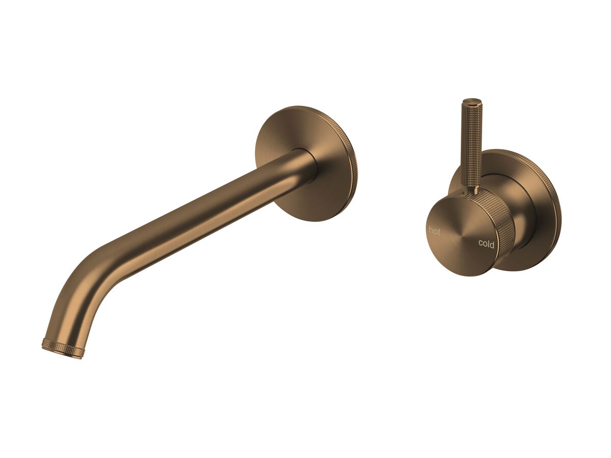 Hero - Milli Etch Wall Basin/Bath Mixer Tap Set Round Backplate Brushed Bronze (6 Star)