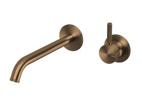 Hero - Milli Etch Wall Basin/Bath Mixer Tap Set Round Backplate Brushed Bronze (6 Star)