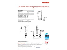 Specification Sheet - Milli Voir English Basin Set Lever Handle with Porcelain Handles Chrome (5 Star)
