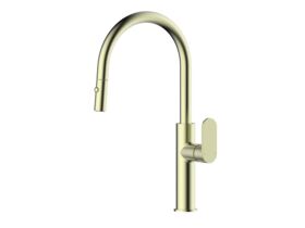 Hero - Mizu Soothe MK2 Gooseneck Pull Out Sink Mixer Curved Brushed Brass (5 Star)