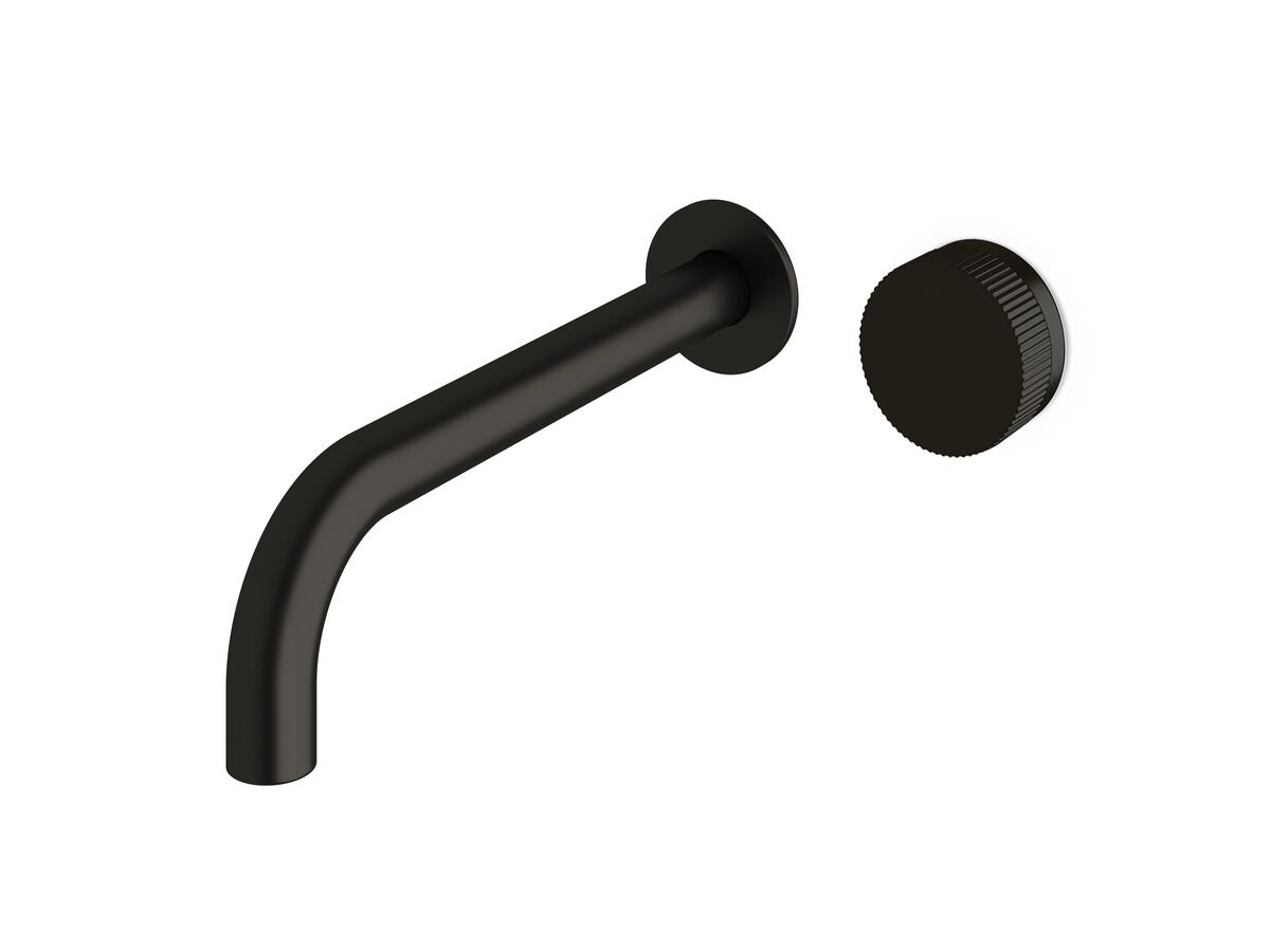 Milli Pure Progressive Wall Basin Mixer Tap System 250mm with Linear Textured Handle Matte Black