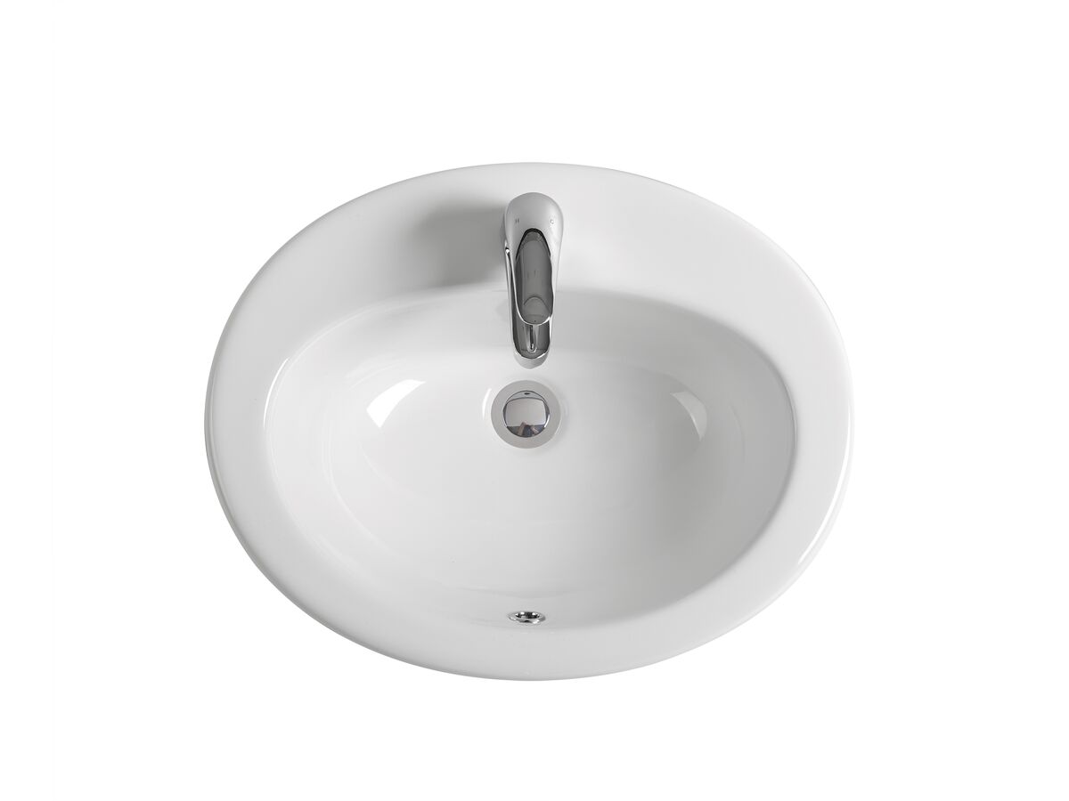Base Vanity Basin with Front Overflow 1 Taphole 540 x 445mm White from
