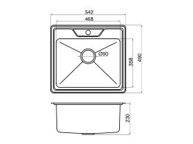AFA Cubeline Inset Bar Sink 1 Taphole 542mm Stainless Steel