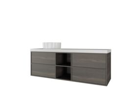 Kado Aspect 1500mm Wall Hung Vanity Unit with Shelf Single Bowl Caesarstone Top