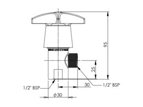Enware CS Right Angle Cistern Stop Vandal Proof 15mm