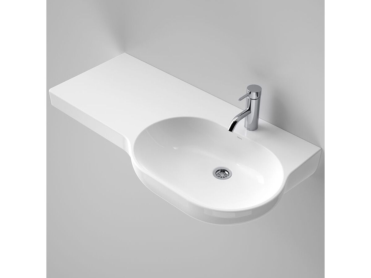 Opal Wall Basin Left Hand Shelf without Overflow 1 Taphole 920mm White