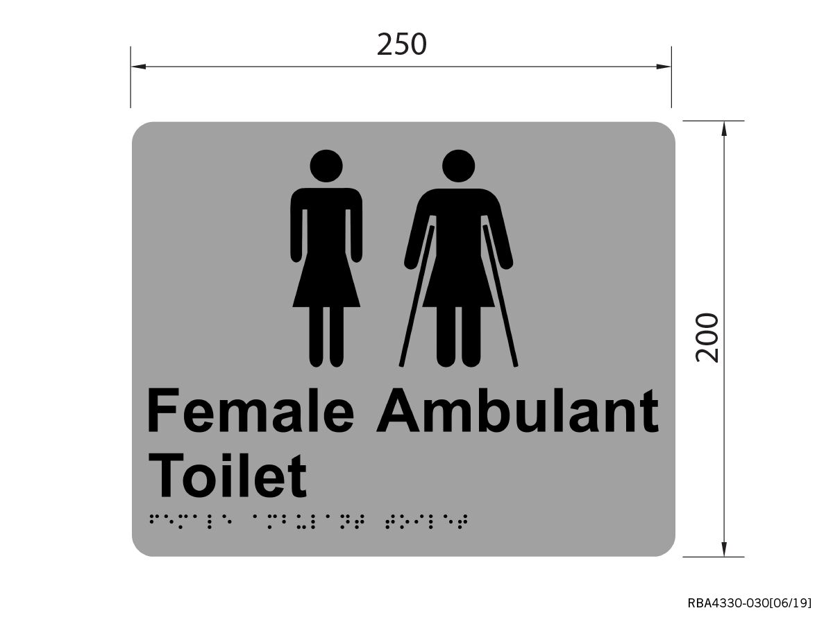 Female Toilet & Ambulant Tactile Sign Stainless Steel