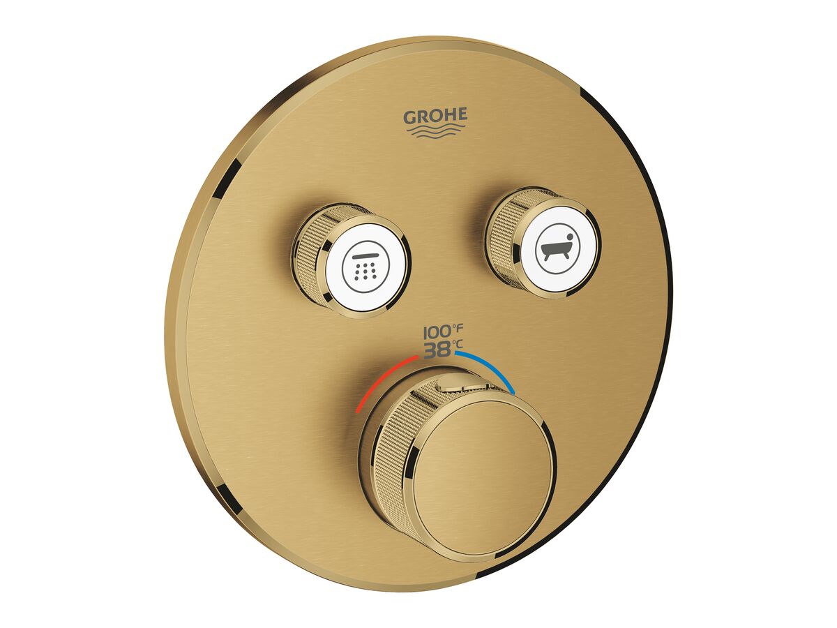 GROHE SmartControl Concealed Thermostat 2 Button Round Brushed Cool Sunrise