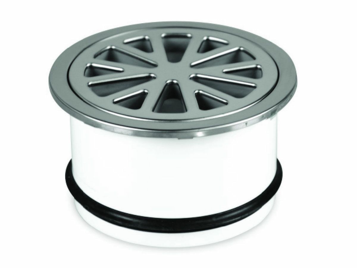 PVC Drainer Grate Round Stainless Steel Top 100mm from Reece