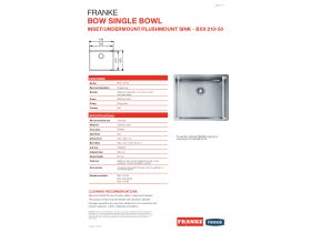 Franke Bow BXX210-50 Single Bowl Inset/Undermount/Flushmount Sink Pack ...