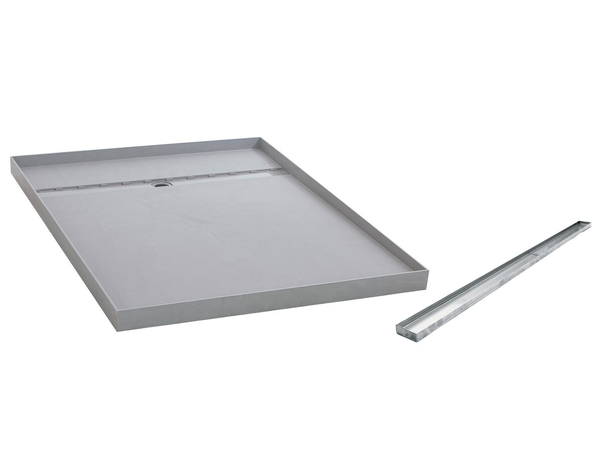 Posh Solus Tile Over Shower Tray with 860mm Long Rear Stainless Steel