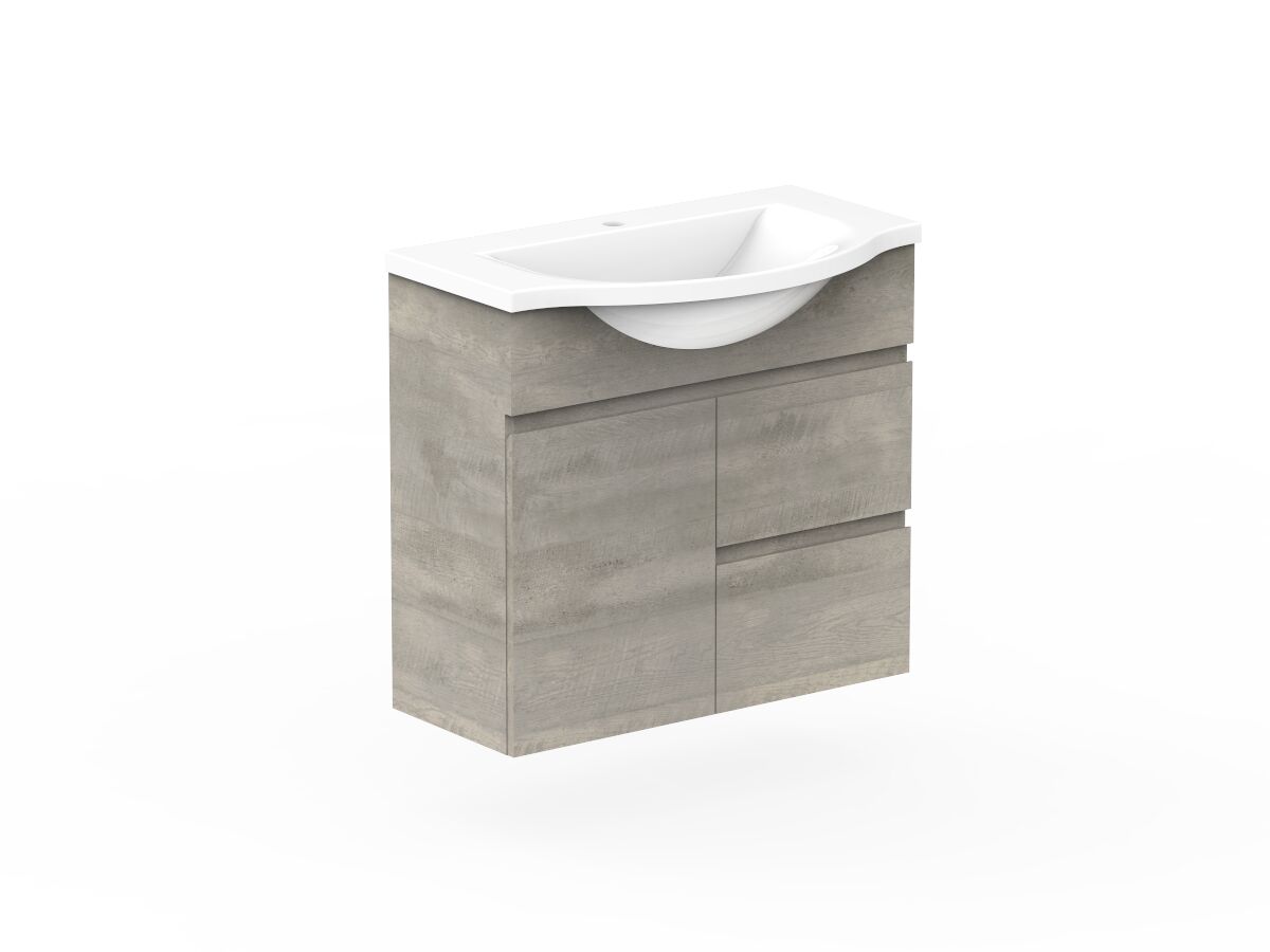 Posh Domaine 750mm Wall Hung Vanity Unit SemiRecessed Cast Marble Top from Reece