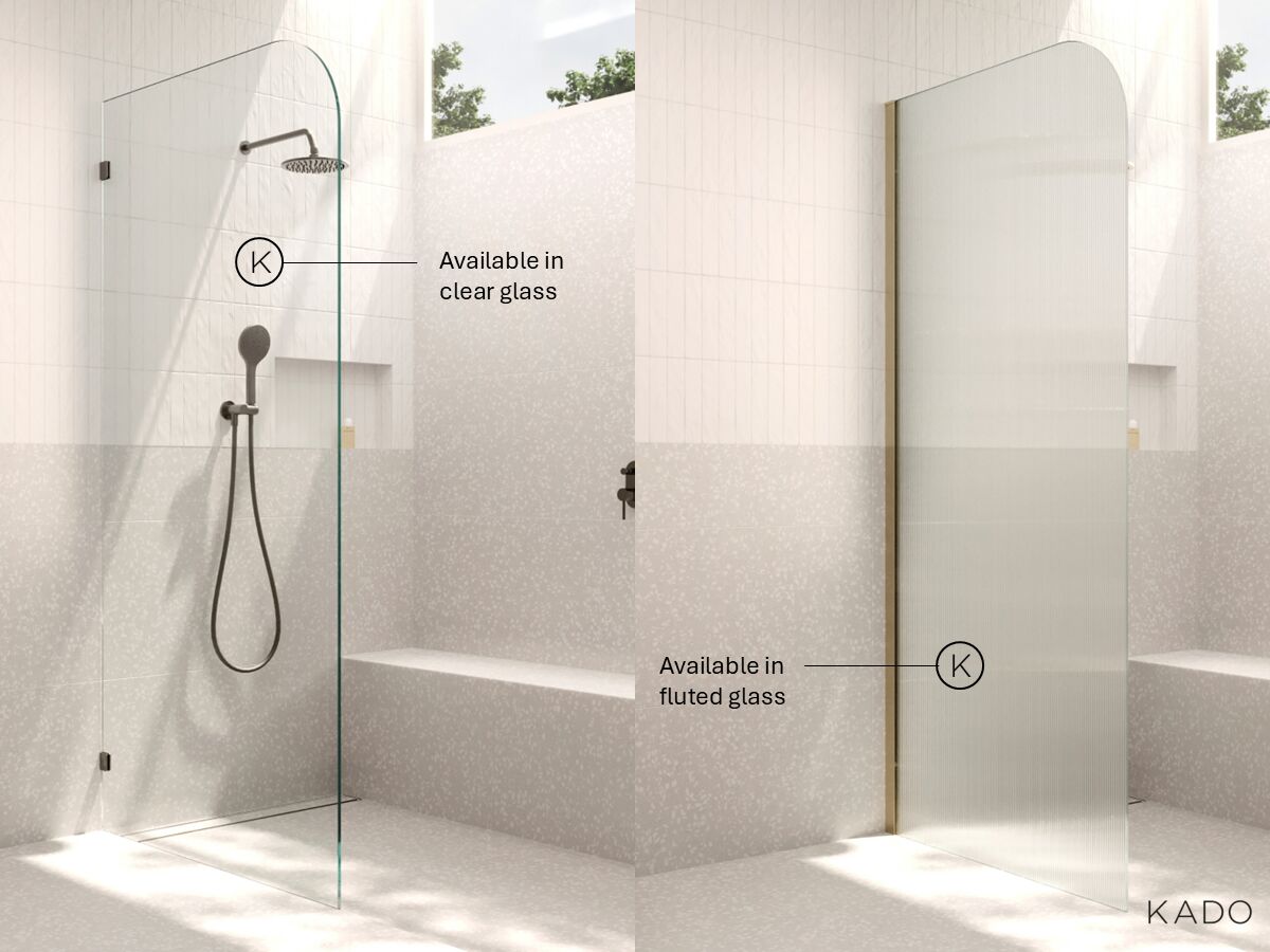 Kado Lux Frameless Showers - Clear and Fluted Glass