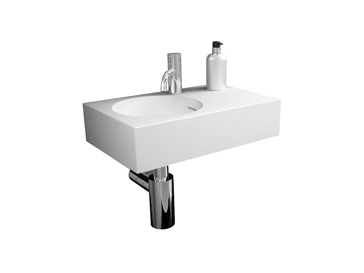 Neo Mini Solid Surface Wall Basin Left Hand Bowl 1 Taphole White from Reece