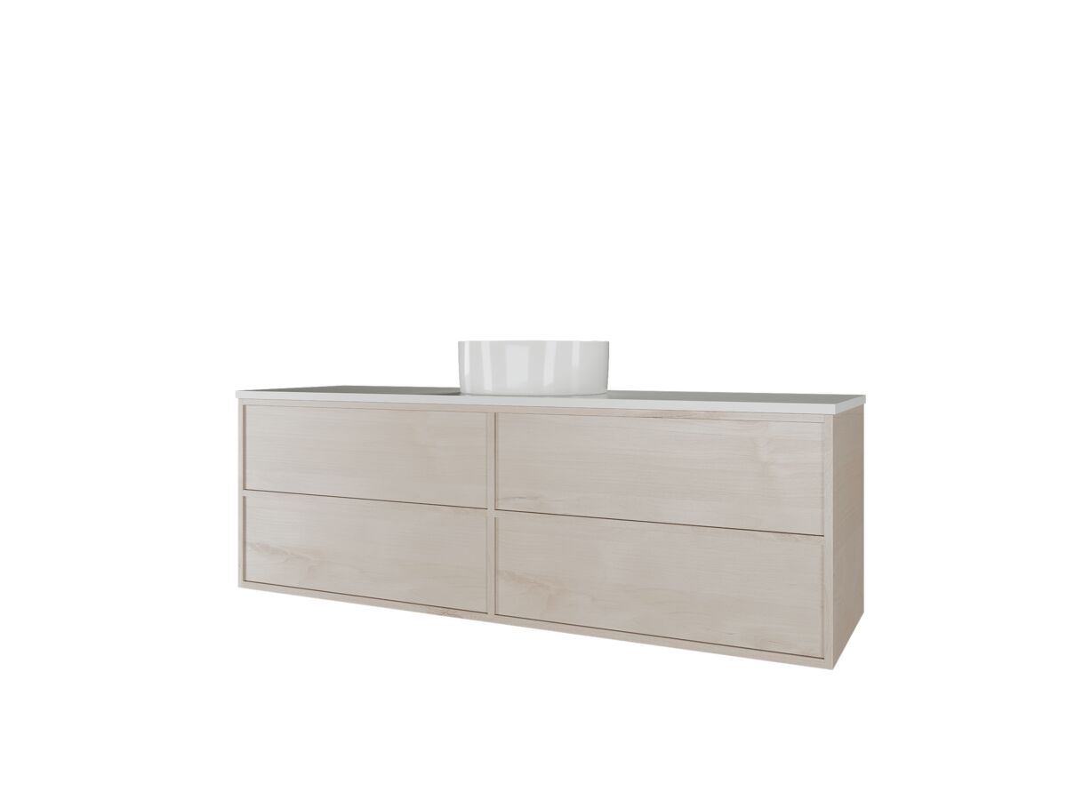Kado Aspect Wall Hung Vanity Unit 1500mm Single Bowl 4 Drawer Corian 20mm Top