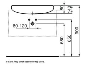 LAUFEN Alessi One Semi Recessed Basin 750mm x 500mm 1 Taphole White