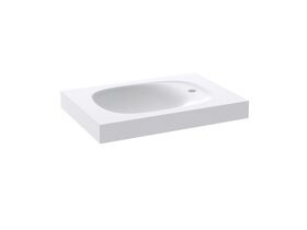 Kado Lussi 700mm Left Hand Wall Basin with Overflow 1 Taphole Matte White Solid Surface