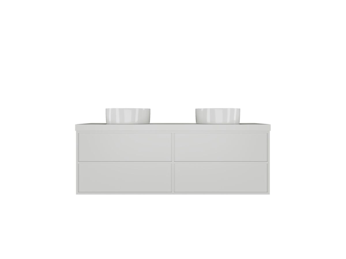 Kado Aspect Wall Hung Vanity Unit 1500mm Double Bowl 4 Drawer Corian 50mm Top