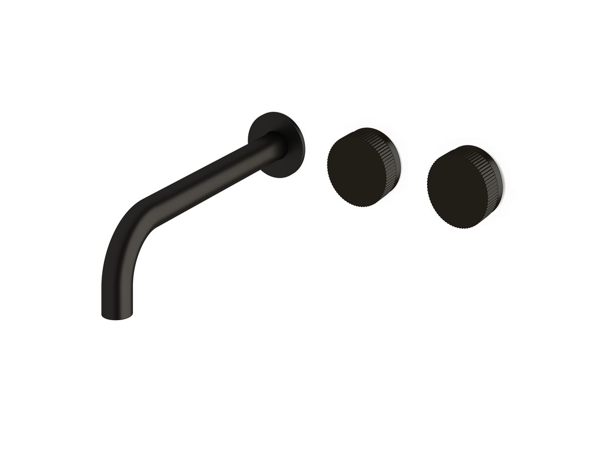 Milli Pure Wall Bath Hostess System 250mm Right Hand with Linear Textured Handles Matte Black