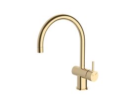 Scala Sink Mixer Tap Large Curved Spout Right Hand Brass Gold