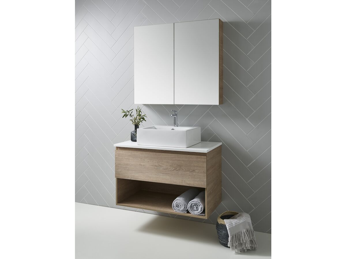 Posh Domaine Plus 900mm Wall Hung Vanity Unit AllDrawer Open Shelf
