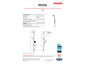 Specification Sheet - Mizu Bloc MK2 Twin Rail Shower 200mm ABS Overhead with Top Rail Water Inlet Matte Black (3 Star)