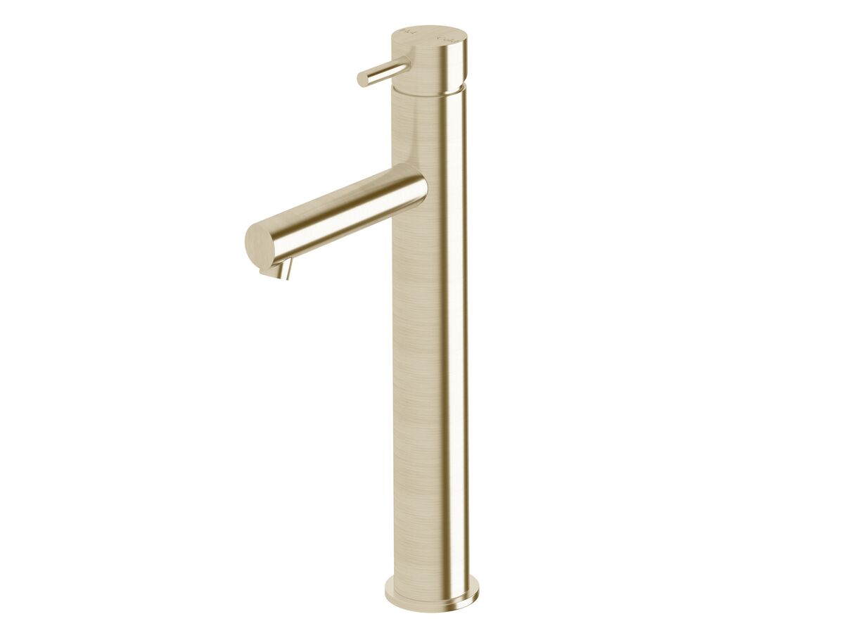 Scala Extended Basin Mixer Tap with 130mm Outlet LUX PVD Brushed Platinum Gold (6 Star)
