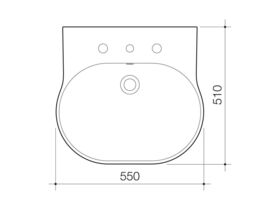 Opal Sole Semi Recessed Basin without Overflow No Taphole 550mm White