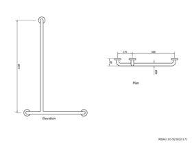 RBA Shower "T" Rail Left Hand 1100 x 500 x 175mm