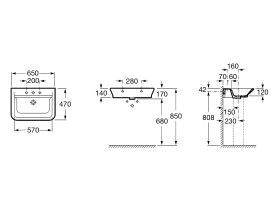 Roca The Gap Wall Basin 1 Taphole 650 x 470mm White