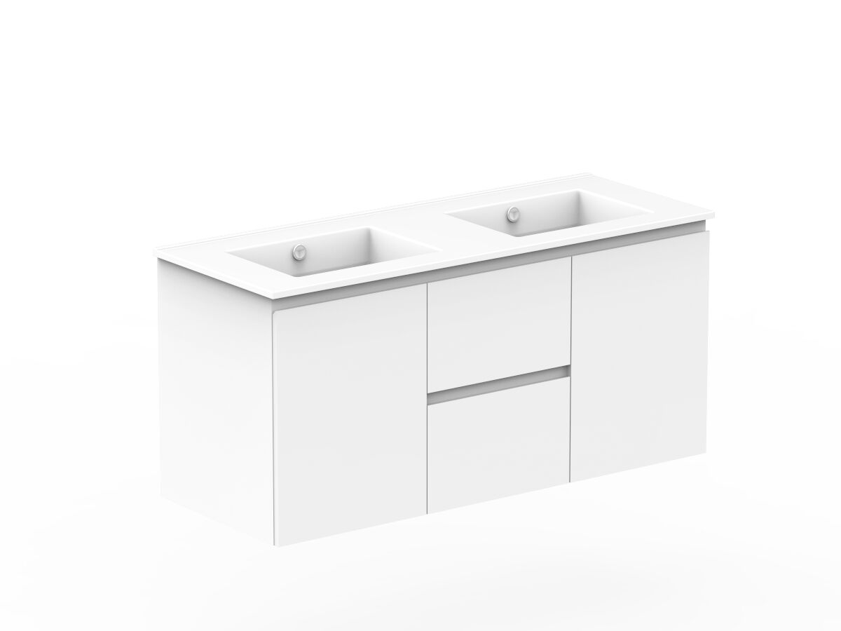 Posh Domaine 1200mm Wall Hung Vanity Unit Conventional Double Bowl