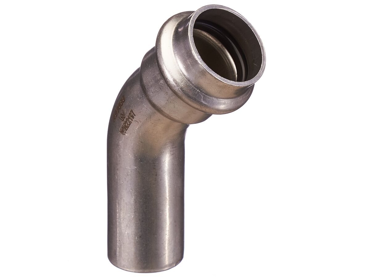 >B< Press Stainless Steel Elbow Plain End 45 Degree x 22mm