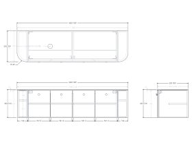 Technical Drawing - Kado Era 12mm Durasein Top Double Curve All Door 1800mm Wall Hung Vanity with Left Hand Basin