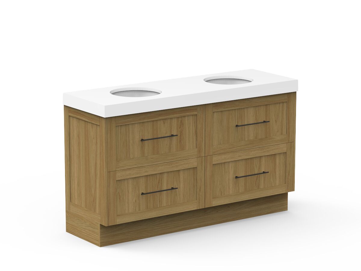 Kado Lux Drawer Vanity Unit Floor Mount 1500 Double Bowl Caesarstone