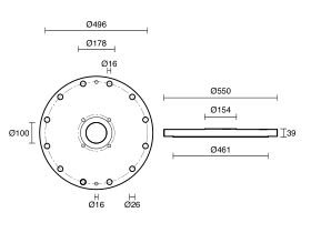 Dimax Mild Steel Offtake Flange PN16 B7 375mm x 100mm